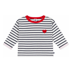 Petit Bateau - Marinière Heart T-Shirt | White
