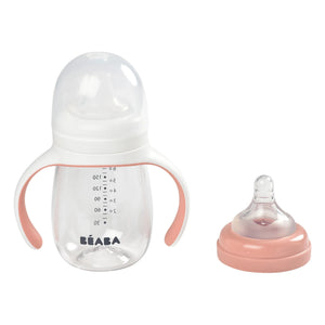 Béaba - 2-in-1 Learning Baby Bottle 240 ml | Powder Pink