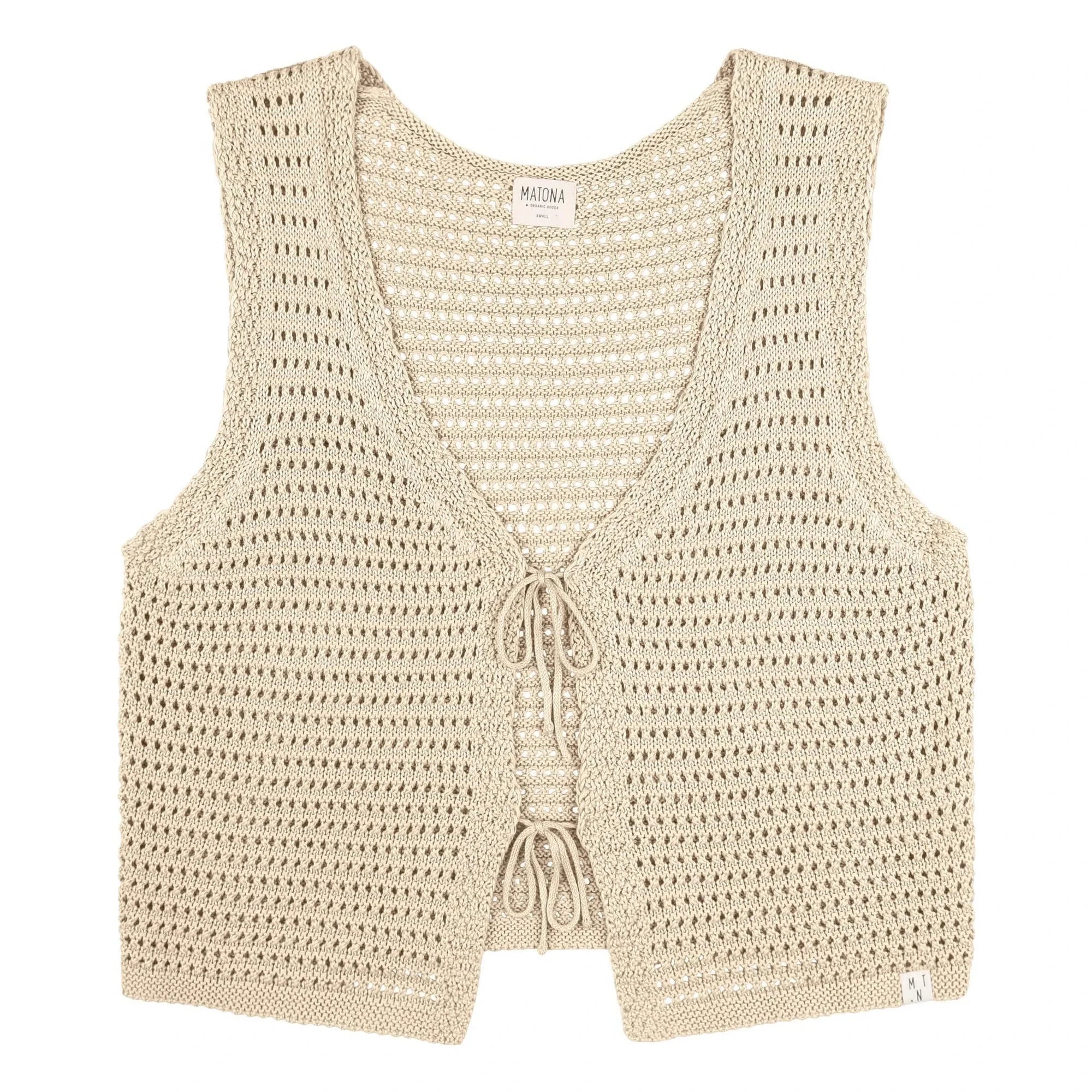 Matona - Sleeveless Knotted Organic Cotton Vest | Cream