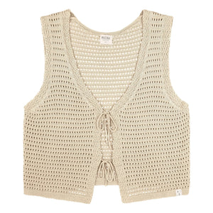 Matona - Sleeveless Knotted Organic Cotton Vest | Cream
