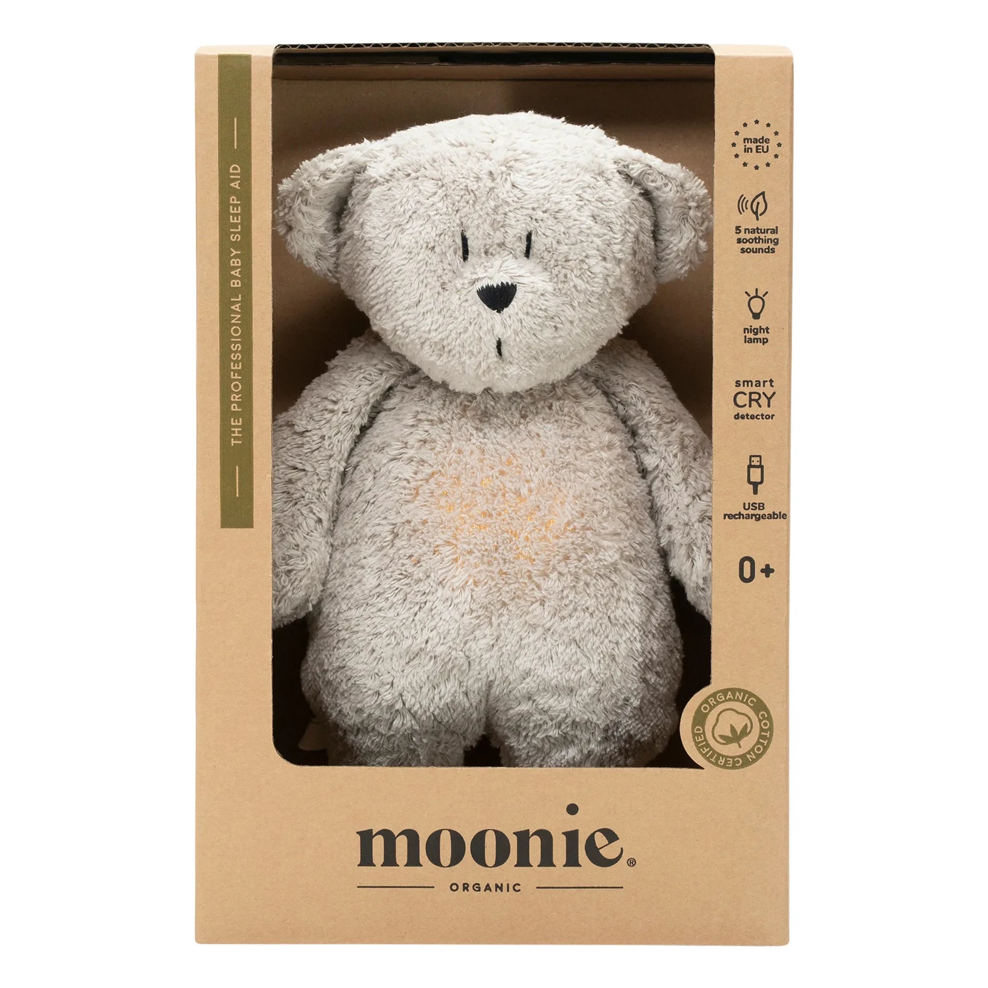 Moonie - Musical Night Light Bear | Gray