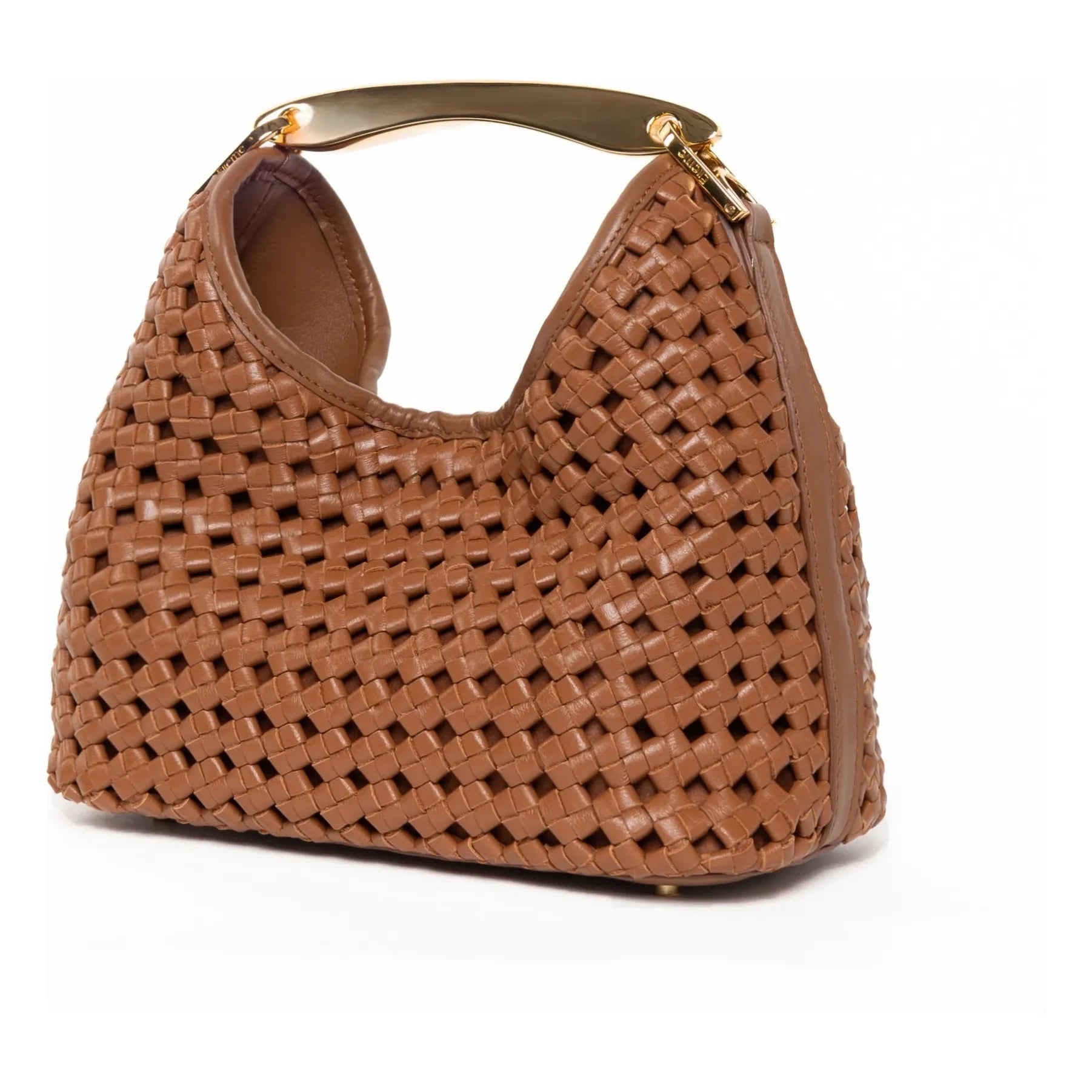Elleme - Small Boomerang Knit Leather Bag | Cognac