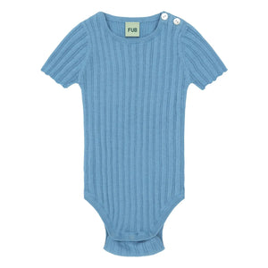 FUB - Organic Cotton Fine Knit Ribbed Bodysuit | Azure Blue