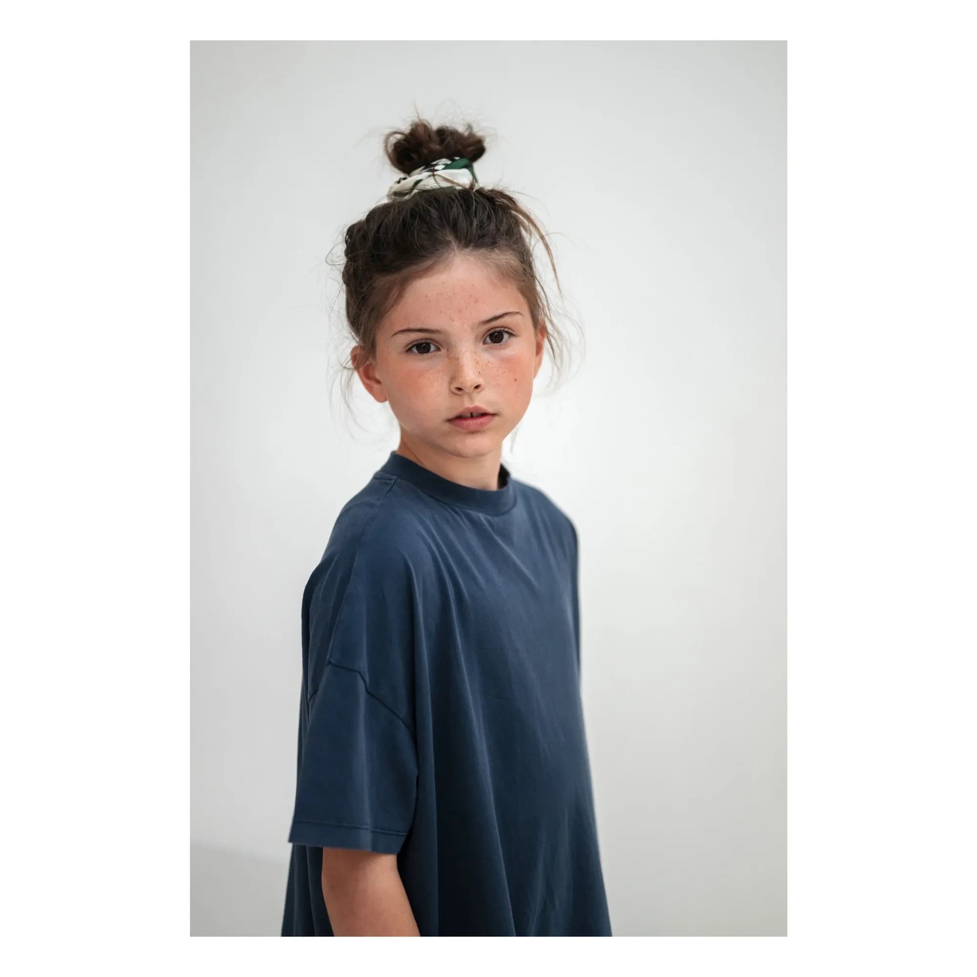 Repose AMS - Organic Cotton Ruffled T-Shirt Dress | Midnight Blue