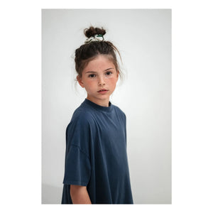 Repose AMS - Organic Cotton Ruffled T-Shirt Dress | Midnight Blue