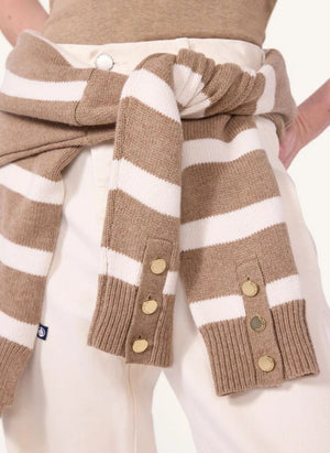 Petit Bateau - Striped Wool Turtleneck Sweater | Beige