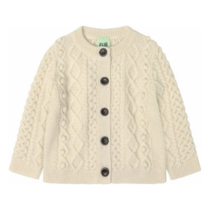 FUB - Aran Merino Wool Baby Cardigan | Ecru