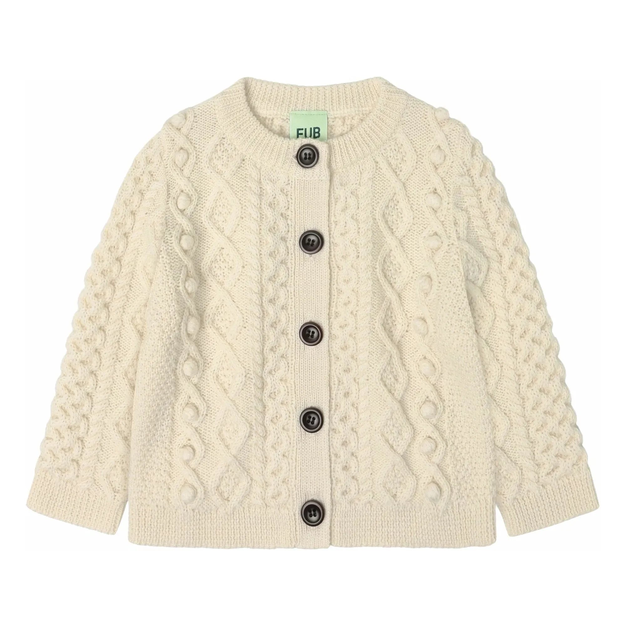 FUB - Aran Merino Wool Baby Cardigan | Ecru