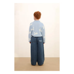 Tinycottons - Wide striped denim pants | Blue