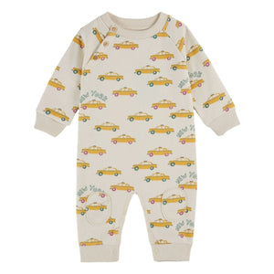 Emile et Ida - Organic Cotton Taxis Fleece Romper | Cream