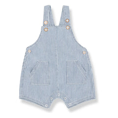 1+ in the family - Çizgili Denim Talaies Organik Pamuk Tulum | Açık Mavi