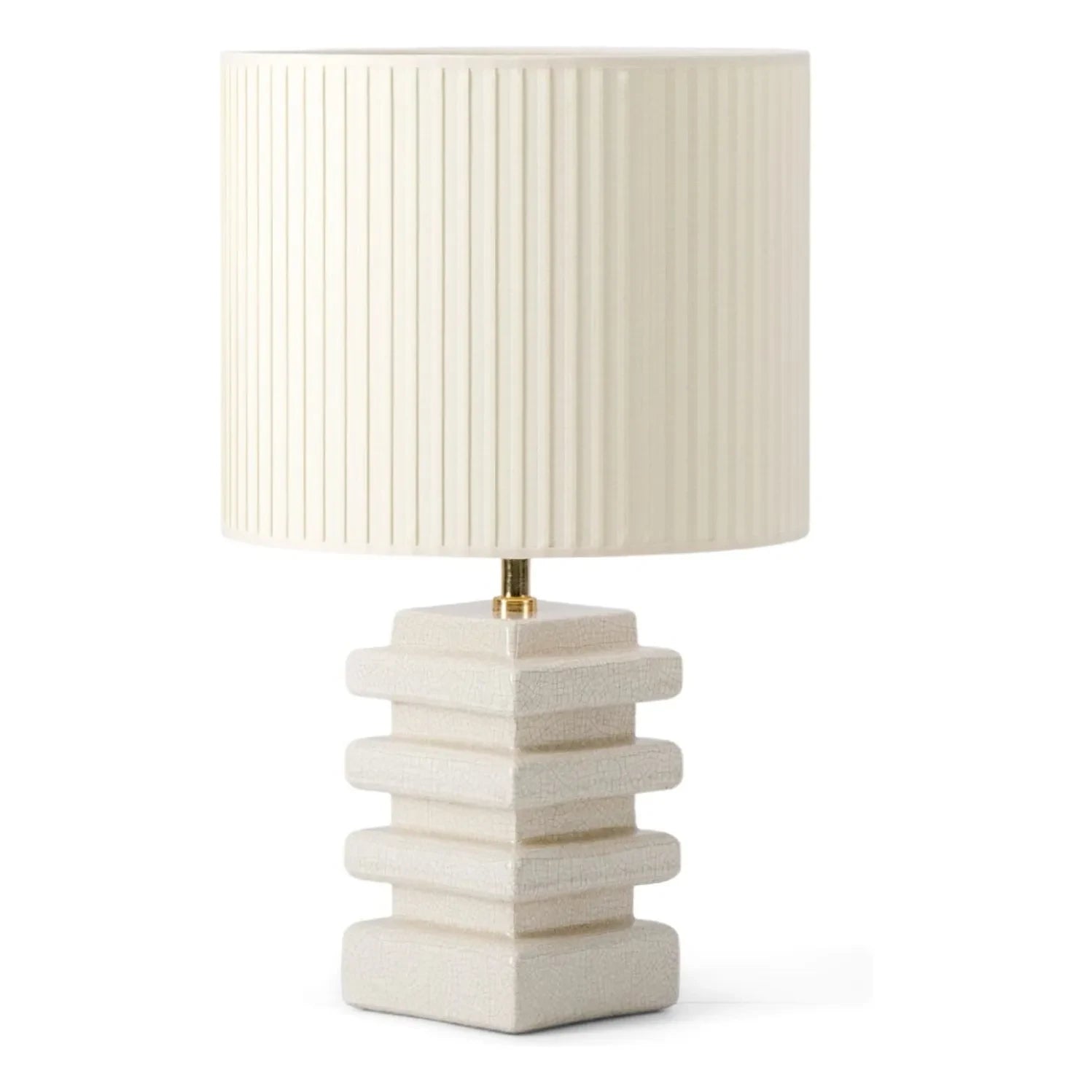 The Socialite Family - Marta Table Lamp with Cracked Ceramic and Pleated Cotton | Cream