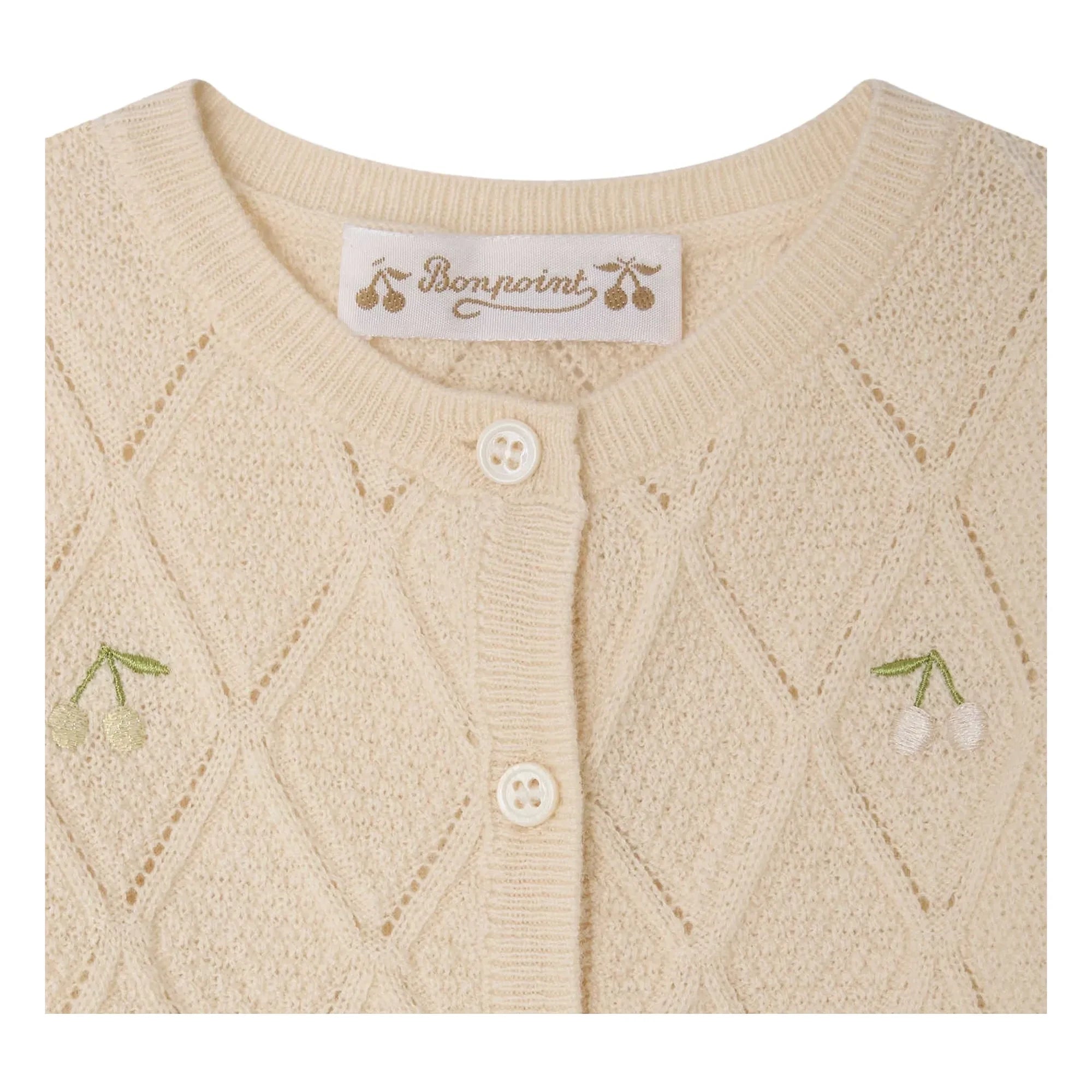 Bonpoint - Lysandra Cherries Wool Cardigan | Cream