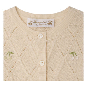 Bonpoint - Lysandra Cherries Wool Cardigan | Cream
