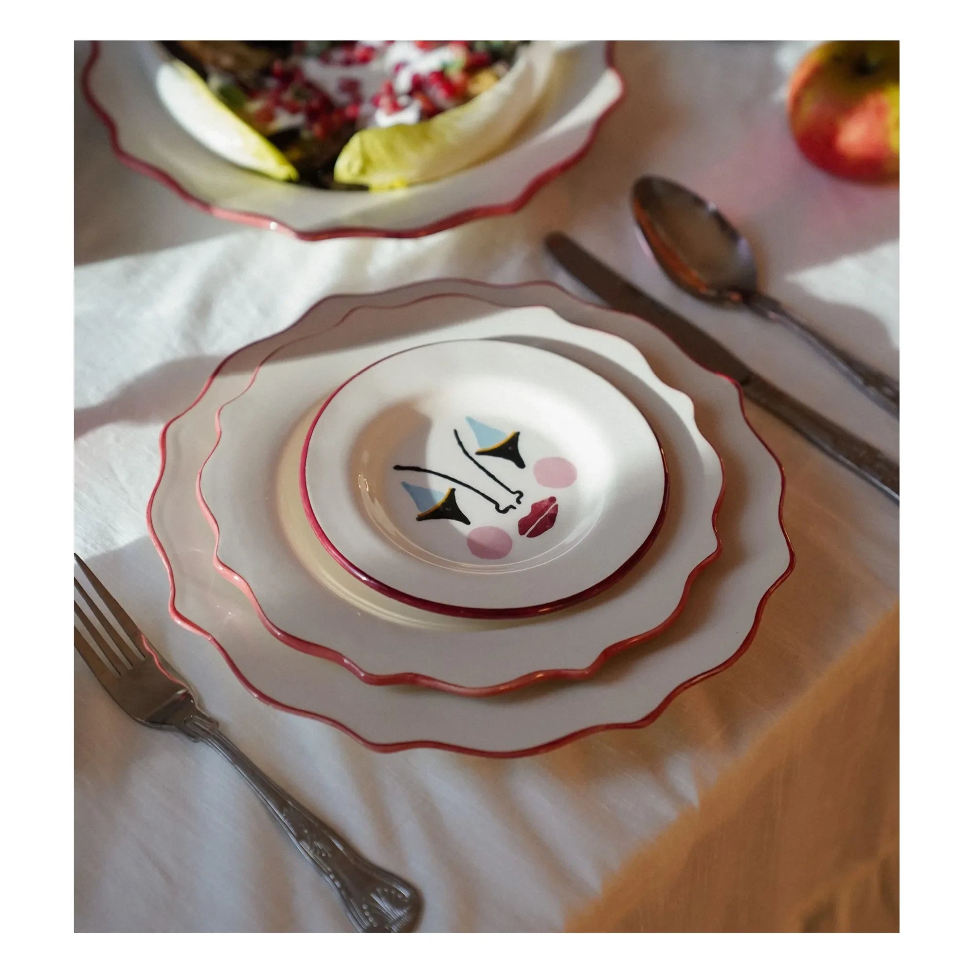 Anna + Nina - Carmine Curved Dinner Plate | Carmine Red