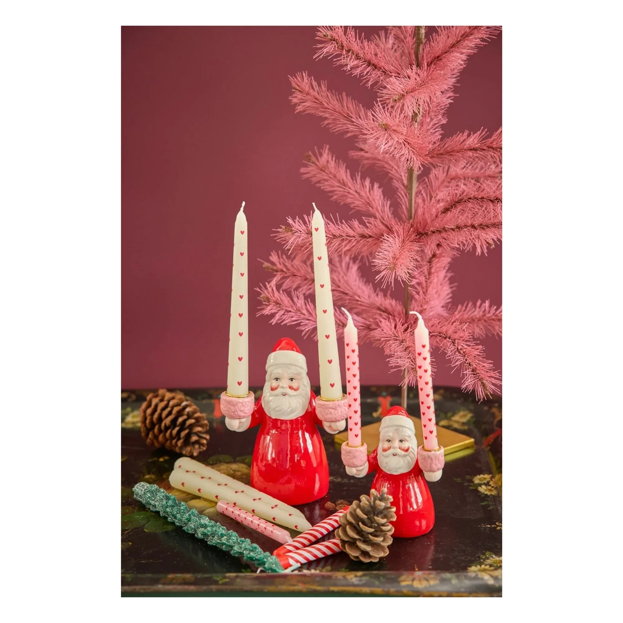 Rice - Heart Candles - Set of 2 | Pink