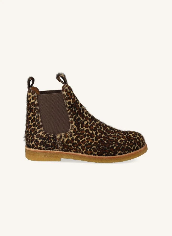 Angulus - Leopar Desenli Pony Kürklü Chelsea Botlar | Kahverengi