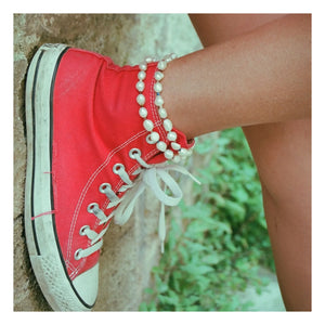 Camille Colette Studio - Pearl Turquoise Anklet | White
