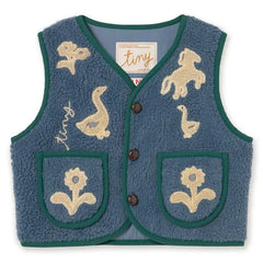 Tinycottons - Oies Sherpa Style Sleeveless Jacket | Blue