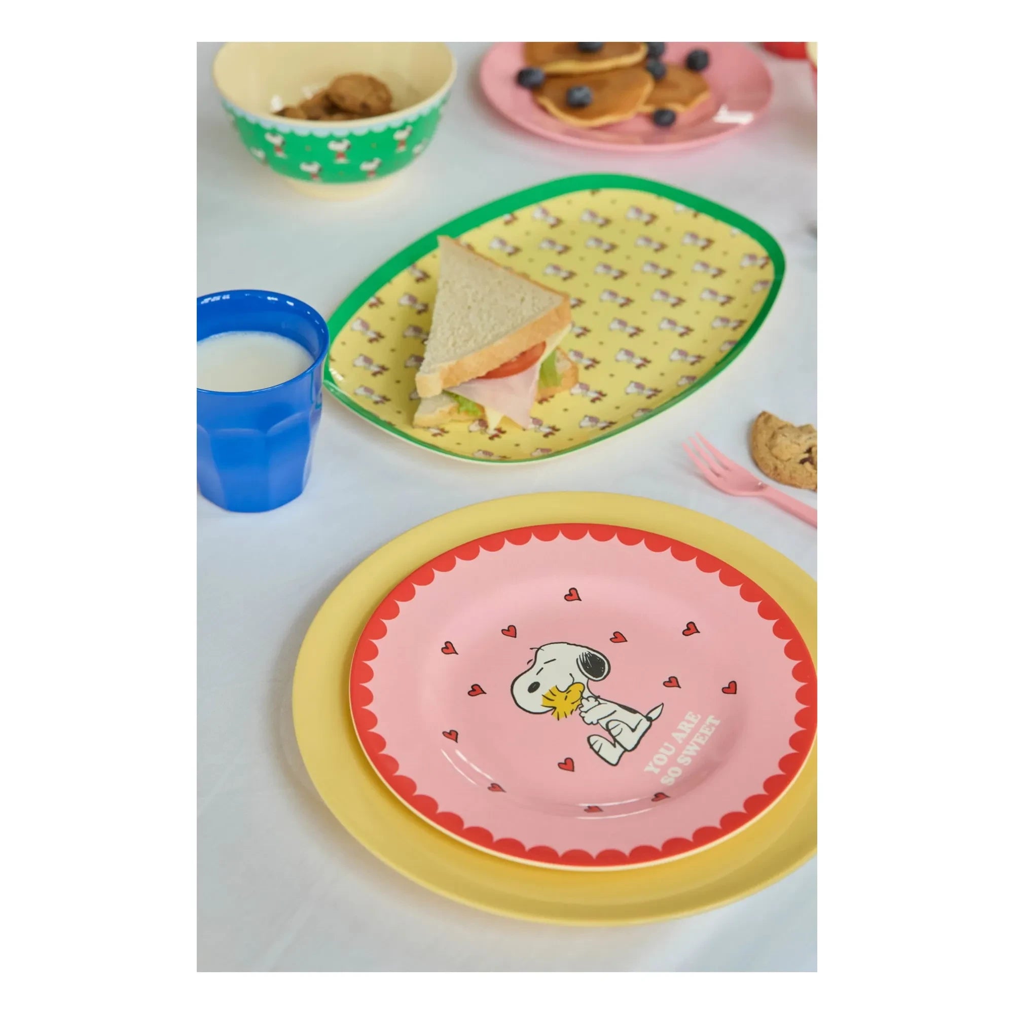 Rice - You Are So Sweet melamin tabak - Rice x Snoopy | Pembe