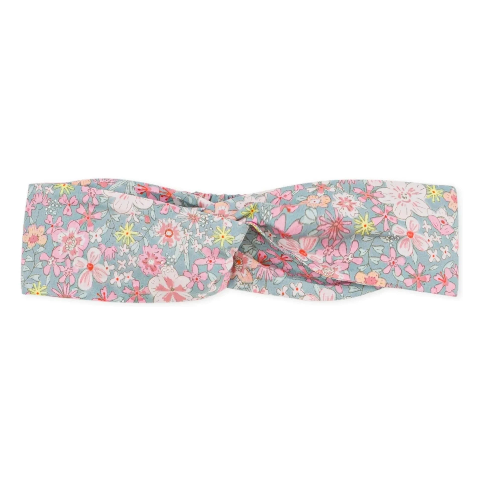 Petit Bateau - Organic Cotton Poplin Flower Headband for Babies | Gray Blue