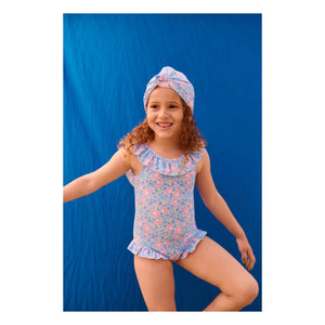 Louise Misha - Abina Floral Pattern Bath Towel Made from Recycled Fibers | Blue