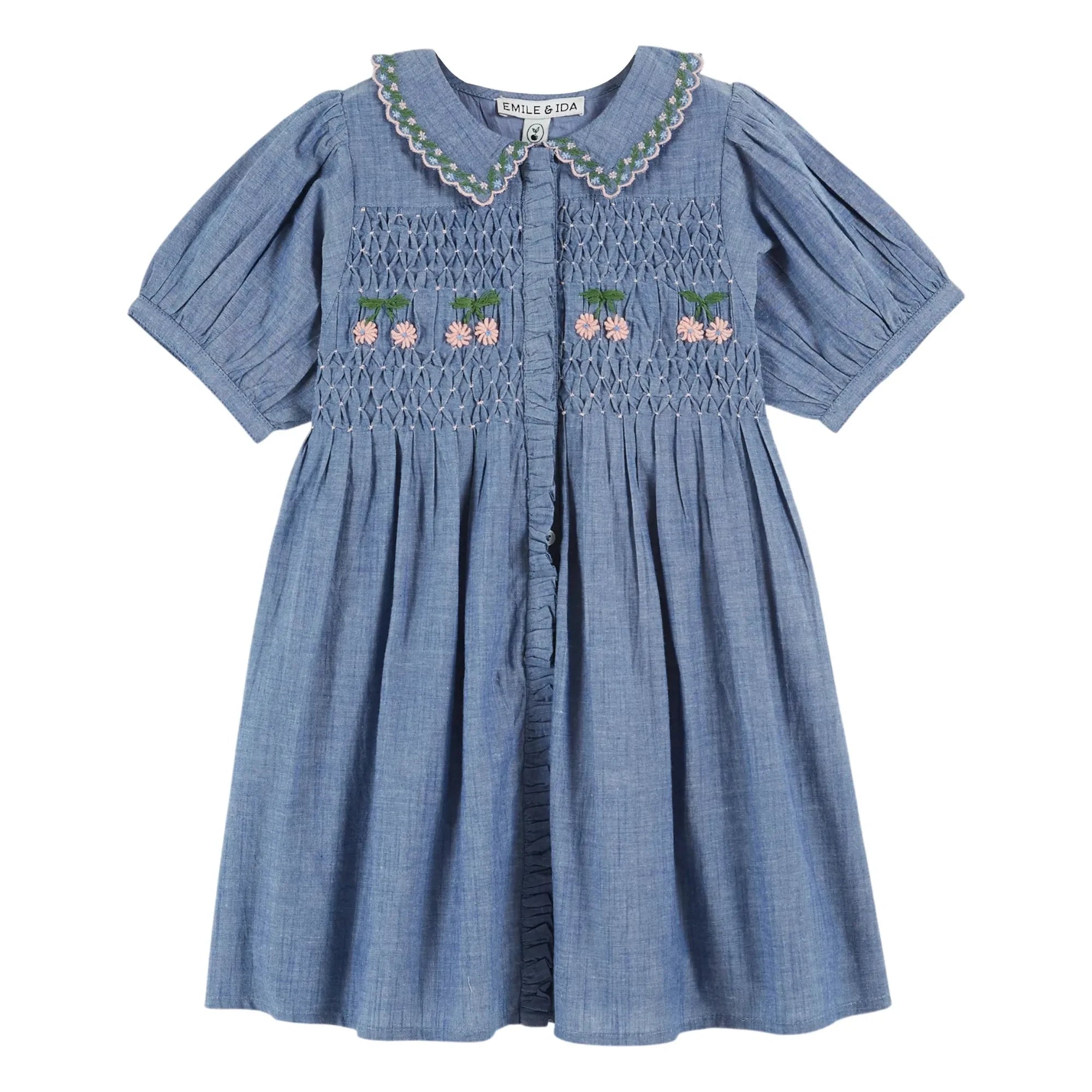 Emile et Ida - Mavi Chambray Smock Elbise