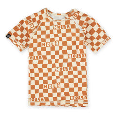 Beach & Bandits - Checkered Hola UV Protection T-Shirt Made from Recycled Fibers | Ivory