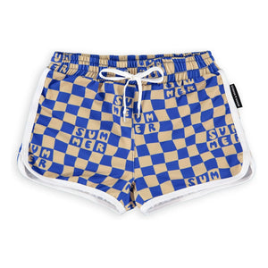 Beach & Bandits - Blue Check Summer Swim Shorts UV Protection Recycled Fibers