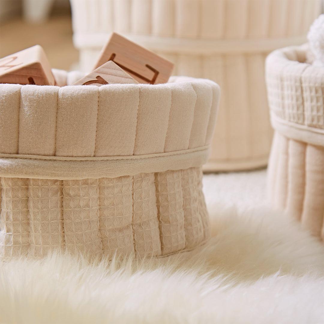 CuddleCo 3pk Storage Baskets - Cashmere Waffle-Storage Baskets-Cashmere Waffle- | Natural Baby Shower