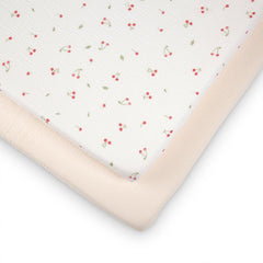 CuddleCo Cot Bed Sheets 2pk - Ditsy Cherry-Sheets-Ditsy Cherry-Cot Bed | Natural Baby Shower