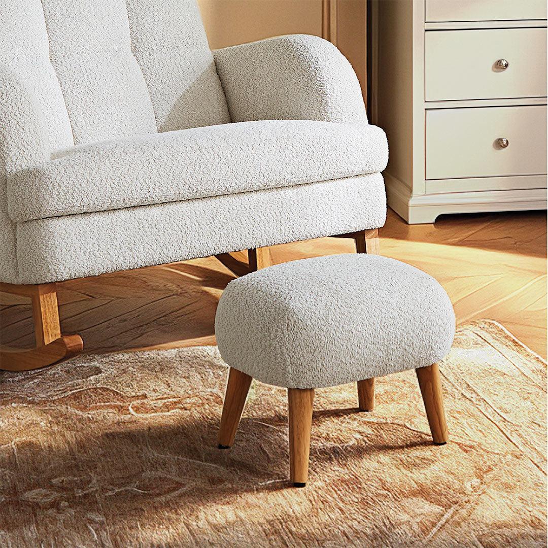 CuddleCo Etta Foot Stool - Boucle Off White-Footstools-Boucle Off White- | Natural Baby Shower