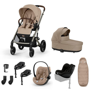 CYBEX Balios S Lux Newborn to Toddler Ultimate Bundle-Travel Systems-Almond Beige-2 X Base G | Natural Baby Shower