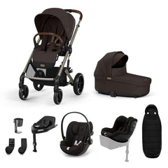 CYBEX Balios S Lux Newborn to Toddler Ultimate Bundle-Travel Systems-Chocolate Brown-1 x Base G | Natural Baby Shower