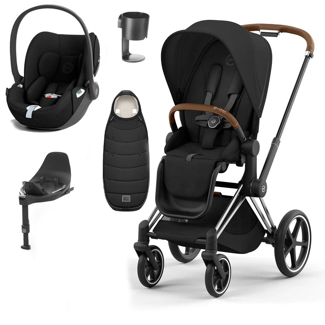 CYBEX Priam Cloud T Ultimate Travel System - Sepia Black-Travel Systems-Chrome Brown-None | Natural Baby Shower
