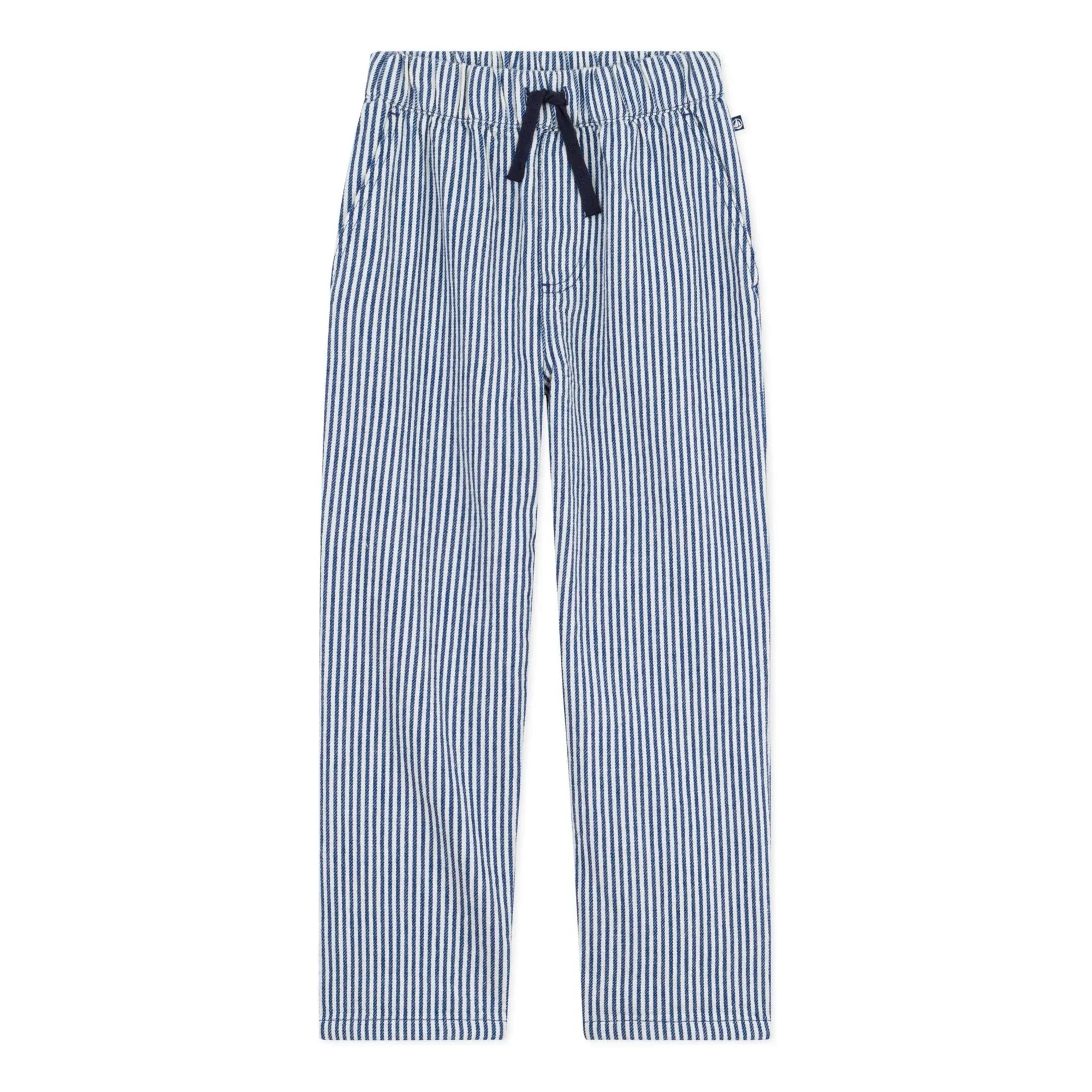 Petit Bateau - Organik Pamuk Çizgili Pantolon | Mavi