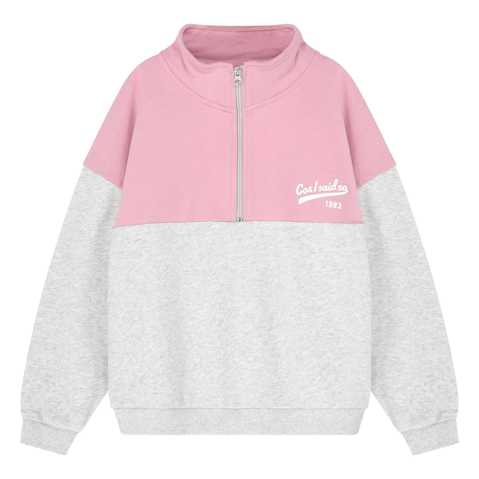 Cos I Said So - Organik pamuk logo fermuarlı sweatshirt | Pembe