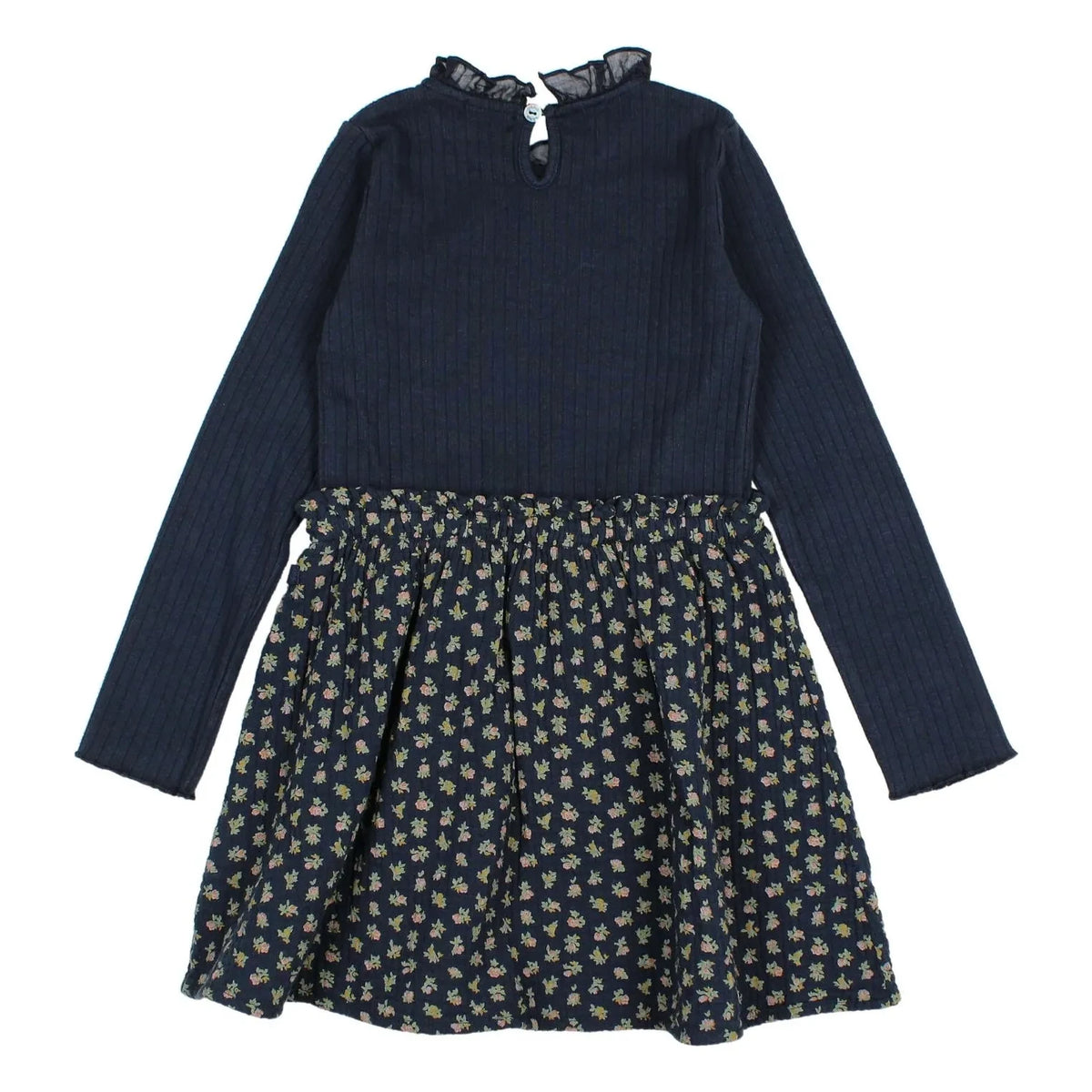 Búho - Cottage Fleurie Organic Cotton Double-Fabric Dress | Navy