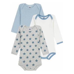 Petit Bateau - 3-Pack Striped Bodysuit Set | Blue