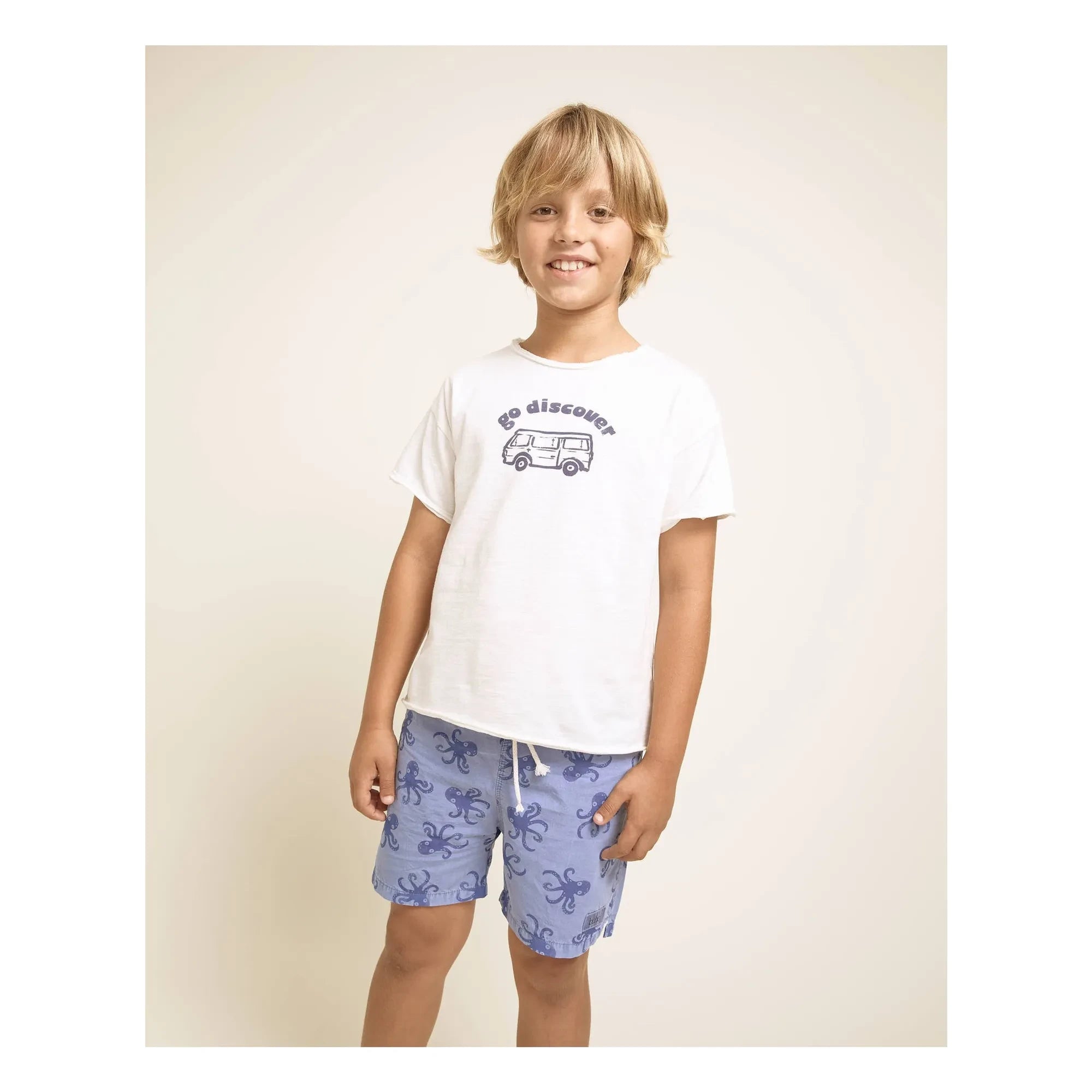 Búho - Octopus Print Swim Shorts Poplin Organic Cotton | Blue