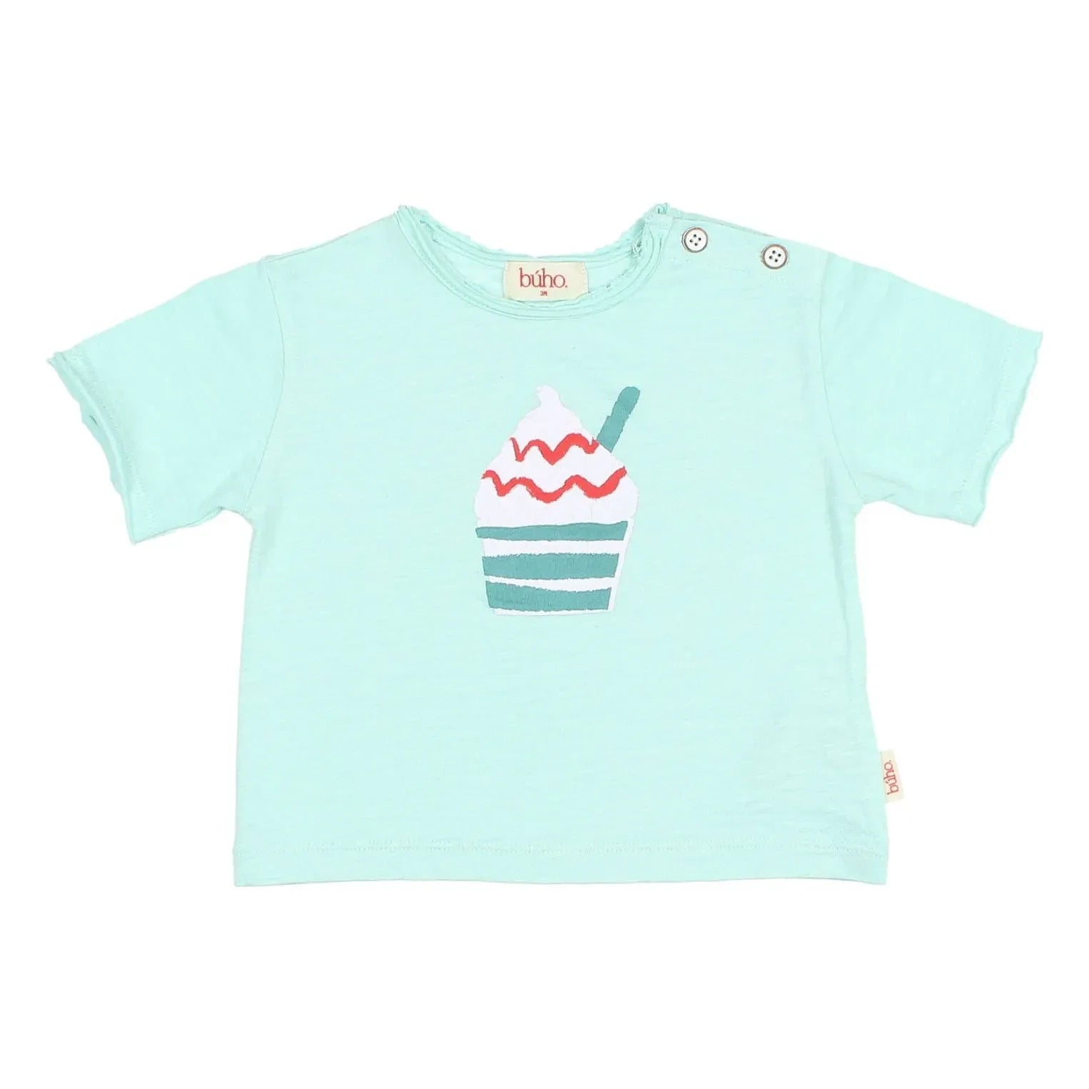 Búho - Ice Cream Print Organic Cotton T-Shirt | Aqua