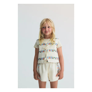 the new society - BCI Cotton Malva Floral Embroidery Shorts | Ecru