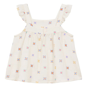 Arsène et Les Pipelettes - Organic Cotton Voile Floral Strapless Top | Ecru