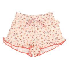 Búho - Peach Seersucker Floral Print Baby Shorts