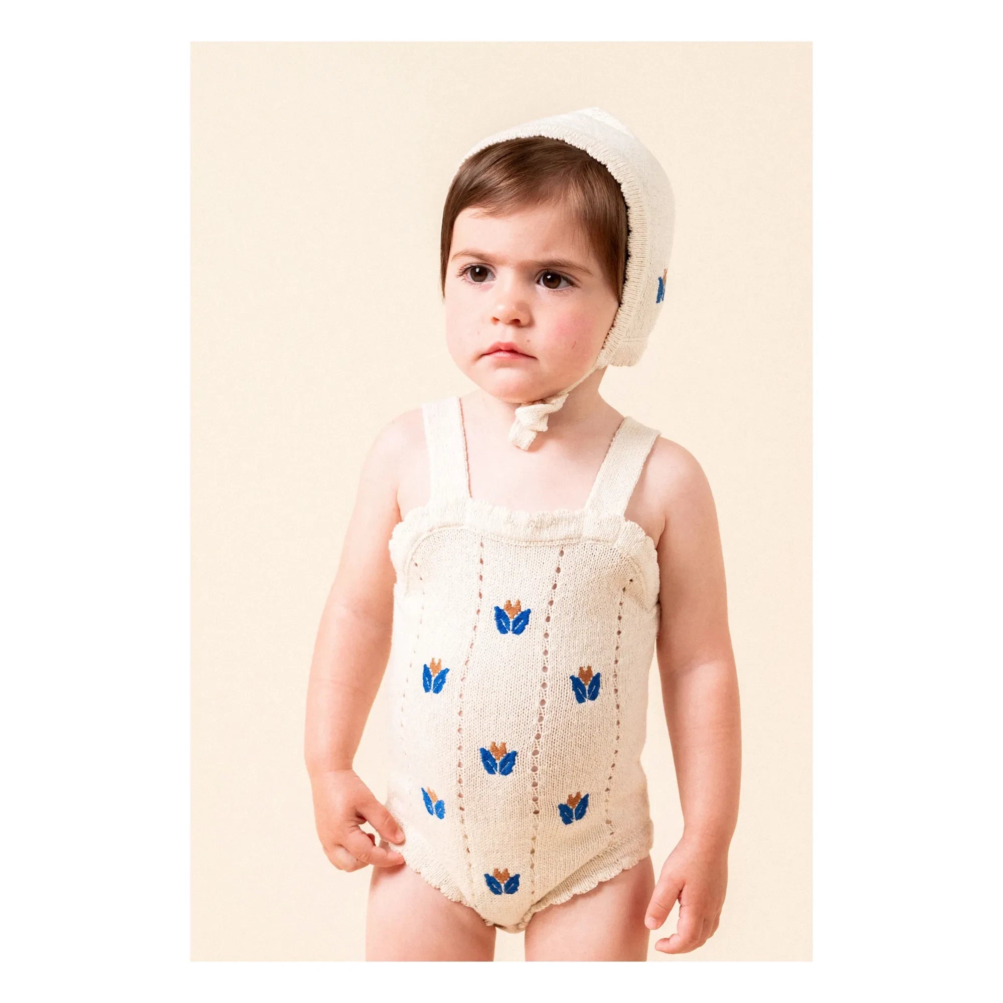 birinit - Fine knit embroidered jumpsuit | Off-white