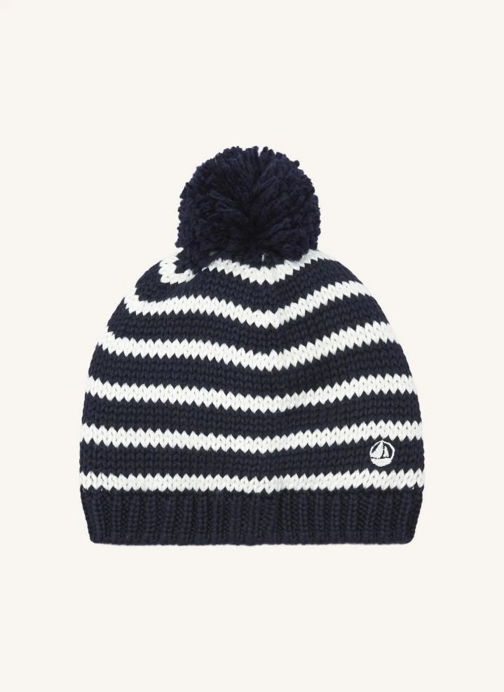 Petit Bateau - Fleece-Lined Striped Beanie | Blue
