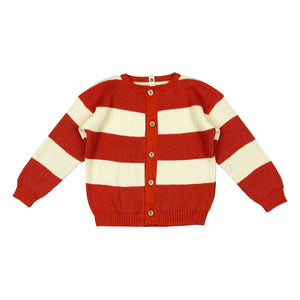 Bayiri - Striped Organic Cotton Snake Cardigan | Red