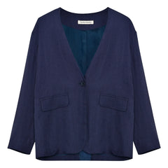 the new society - Blazer Luz Linen | Midnight blue