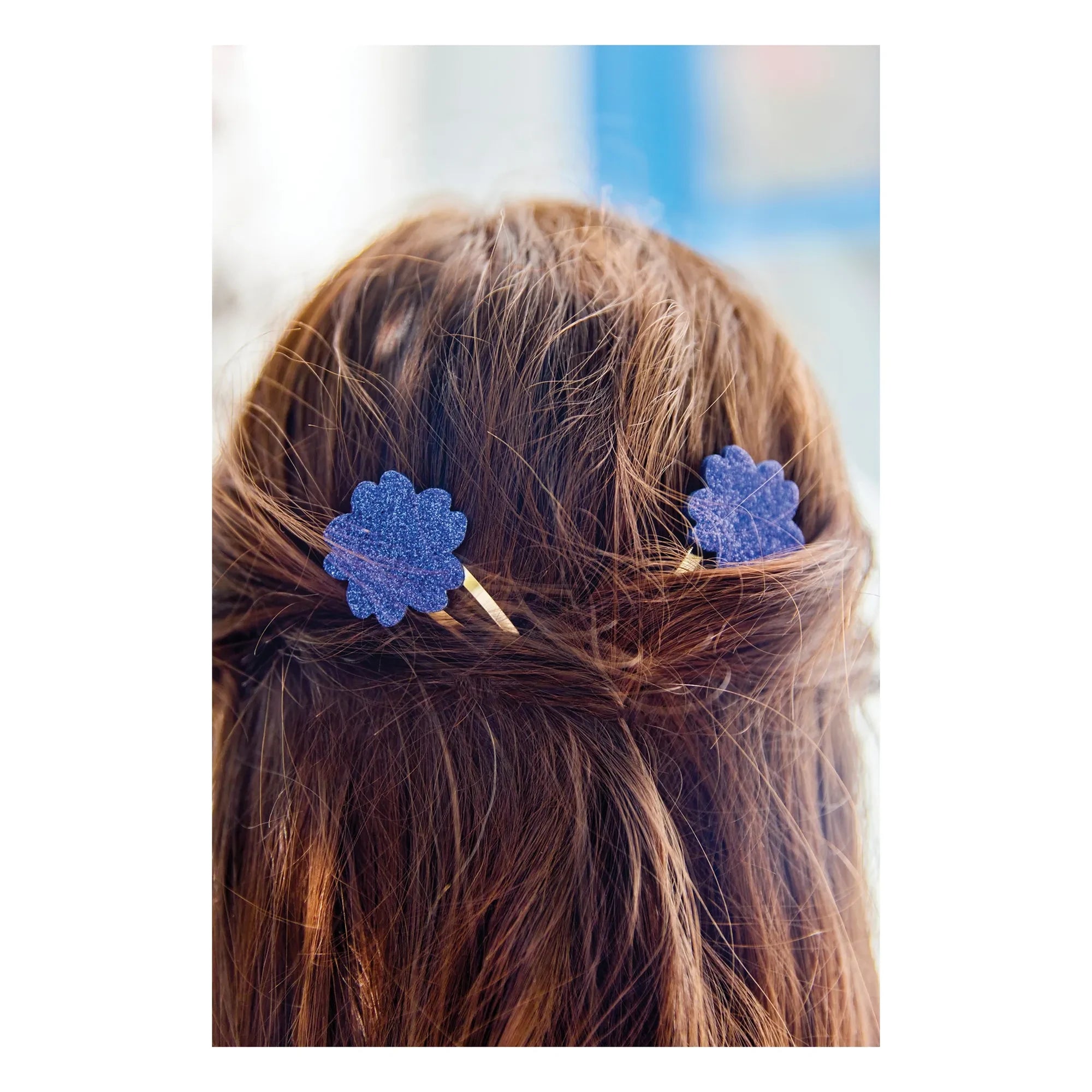 Tartine et Chocolat - 2-Piece Hibiscus Glitter Hair Clip Set | Royal Blue