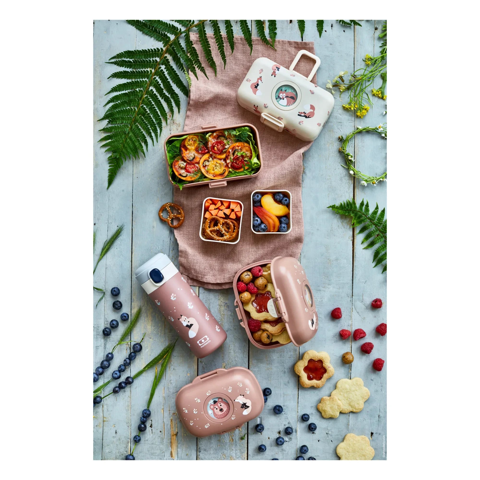 Monbento - MB Tresor Adjustable Kids Bento, 3 Compartments | Dust Pink